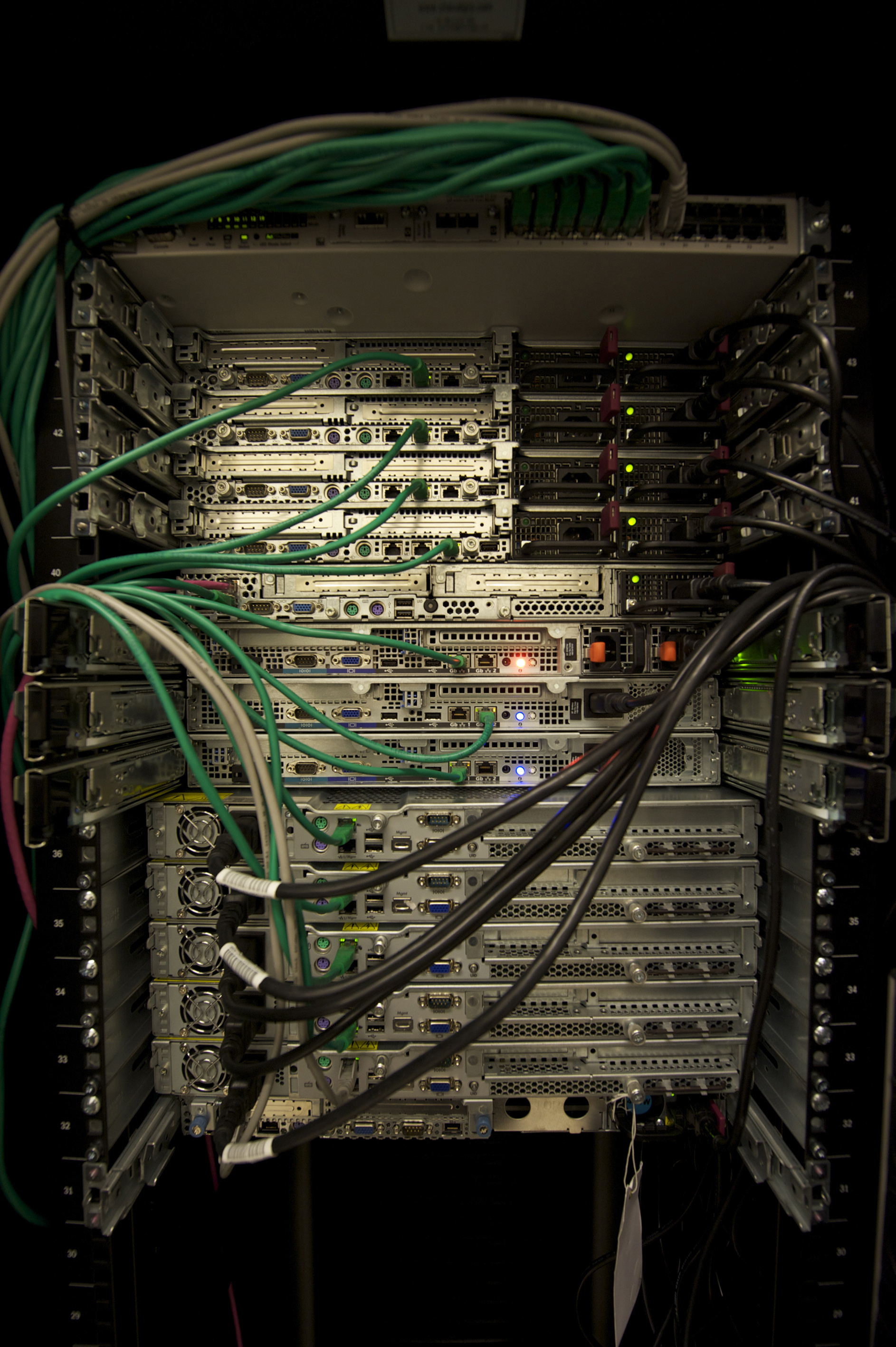 Photograph of servers installed in a rack
